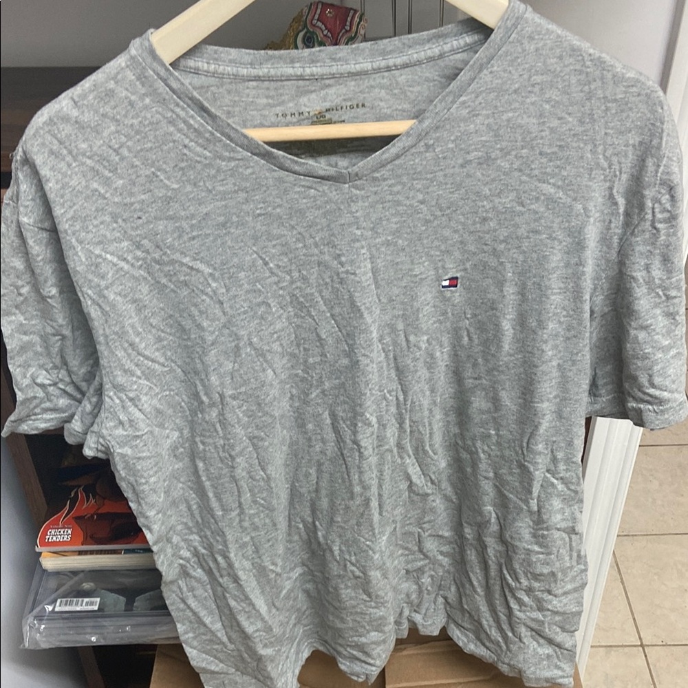 Vintage Tommy Hilfiger Gray V-Neck T-Shirt